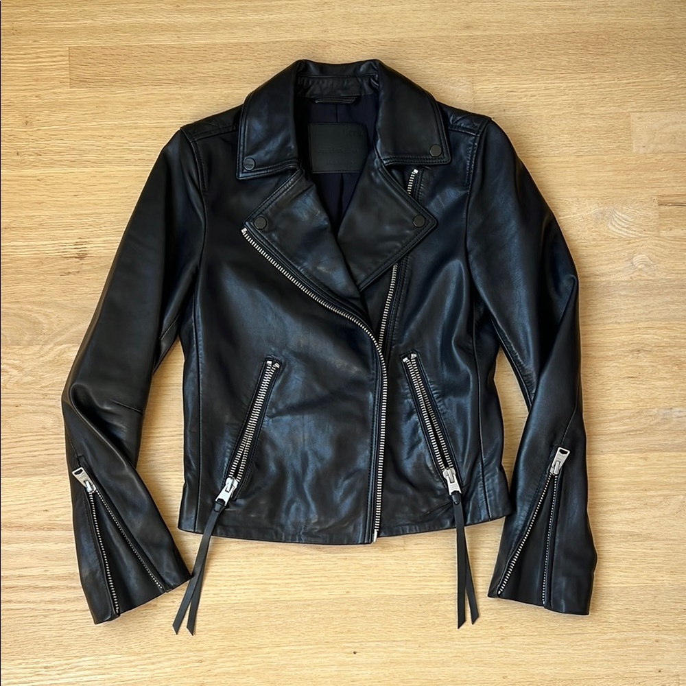 All Saints Dalby Black Leather Jacket